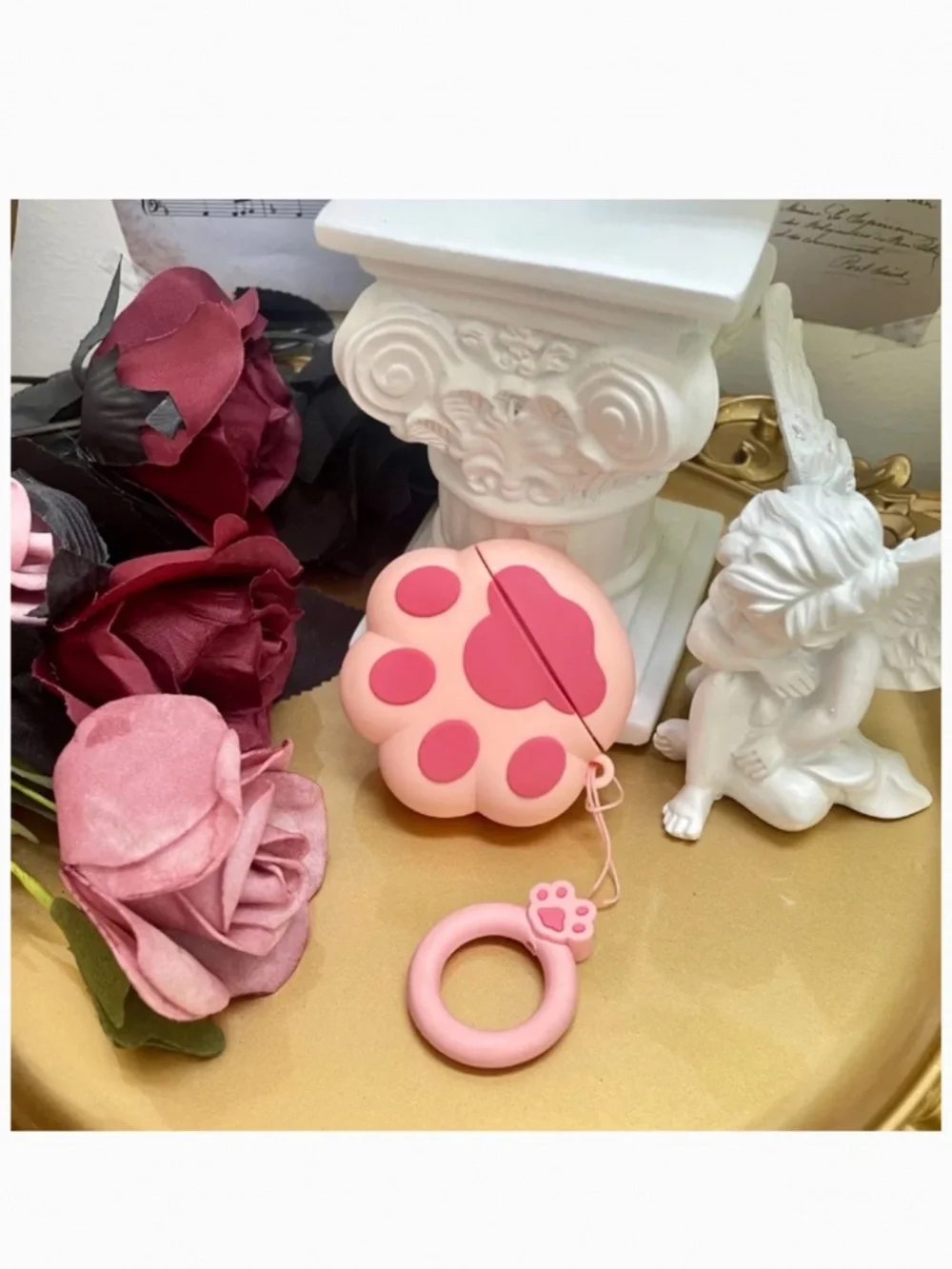 2items.AirPods 1/2/PRO1 cute cat paw and Dinosaur Earphone Case Cover w/Keychain